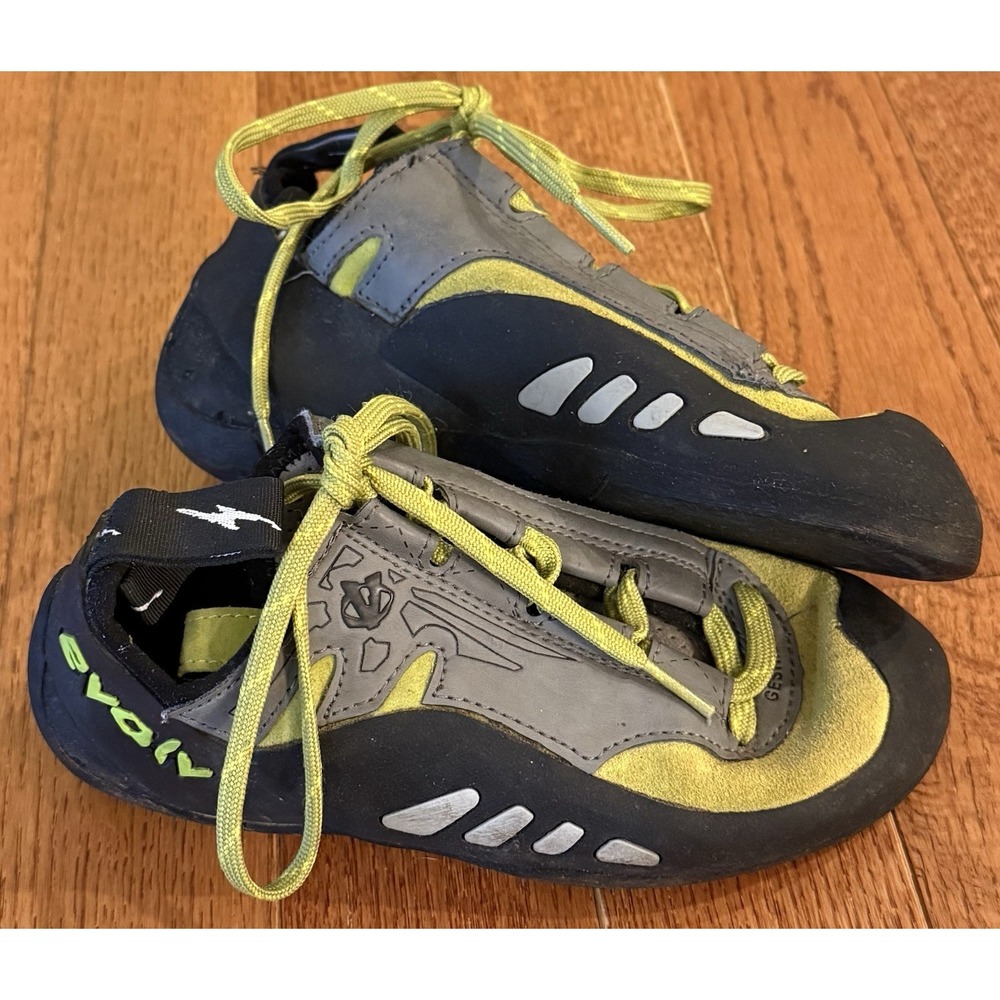 Evolv Geshido Rock Climbing Shoes Mens US 7 Women 8.5 Green EU 39.5 Tie Lace